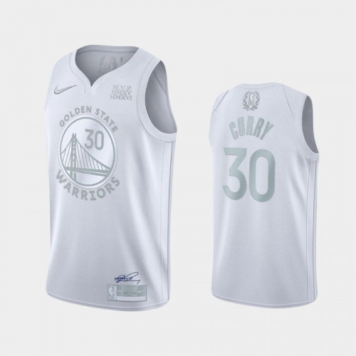 White Nike Stephen Curry #30 Warriors Jersey - Mesh Fabric Quality