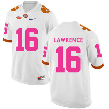 Men's Clemson CLE #16 Trevor Lawrence White 2024 premium stitched