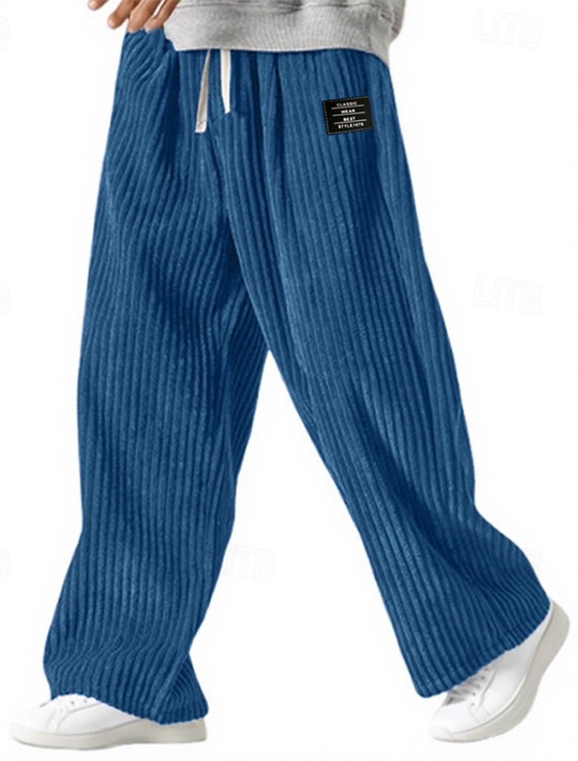 Men's Sweatpants Trousers Corduroy Pants Baggy Straight Leg Drawstring