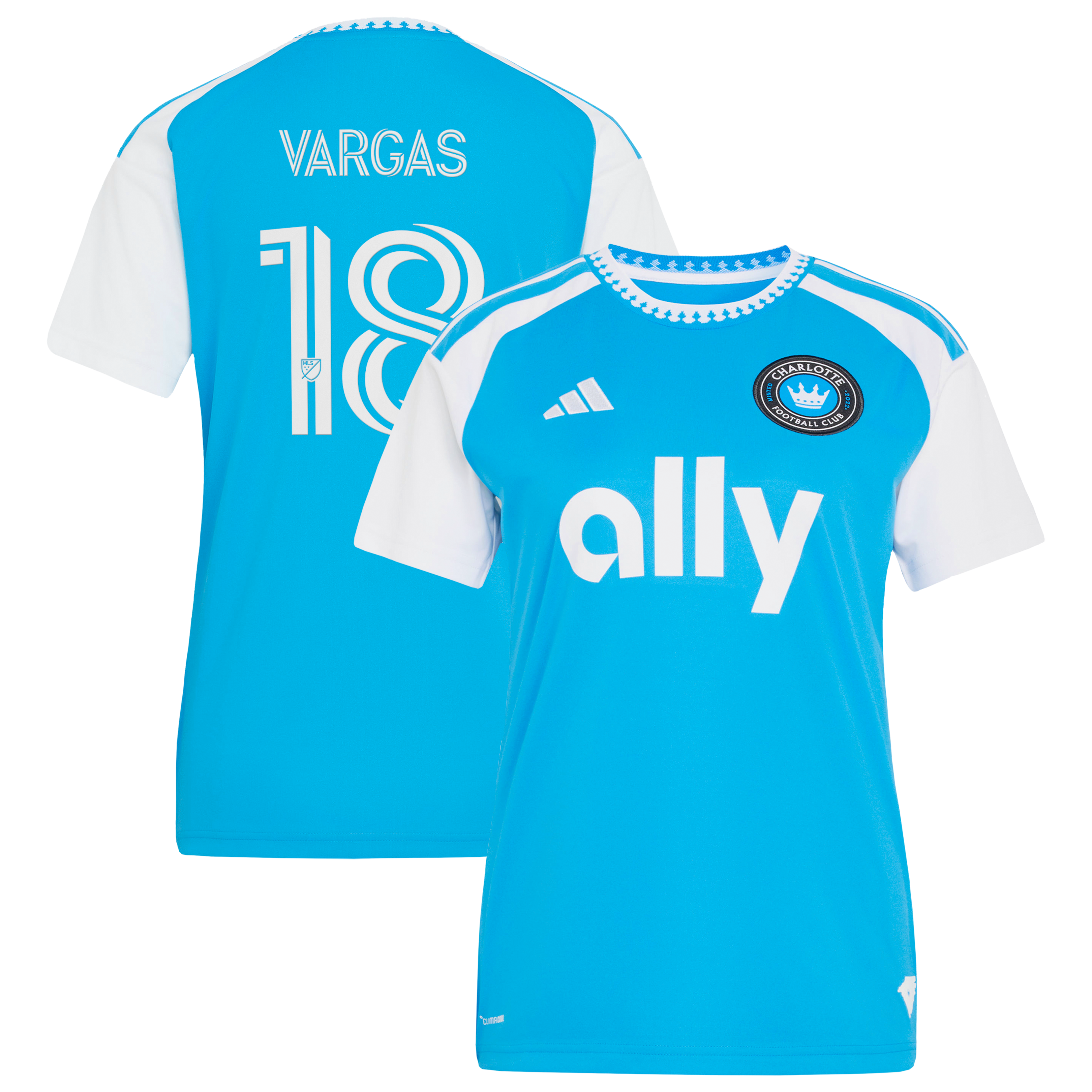 [SJH] Youth Kerwin Vargas Charlotte FC Women's 2026 Carolina Kit: Crowns Up Replica Jersey - Blue