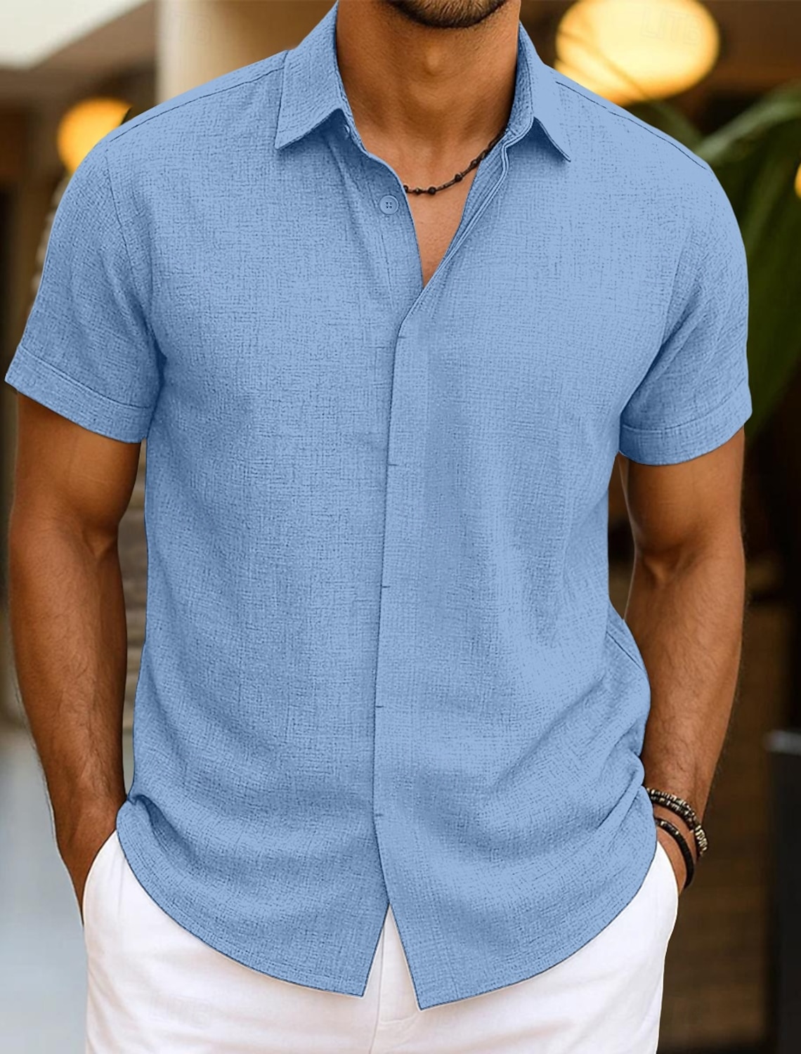 Men's Shirt Linen Shirt Summer Shirt Beach Wear Button Up Shirt Plain Vacation Casual Black Pink Navy Blue Green Long Sleeve Turndown Spring & Summer Clothing Apparel