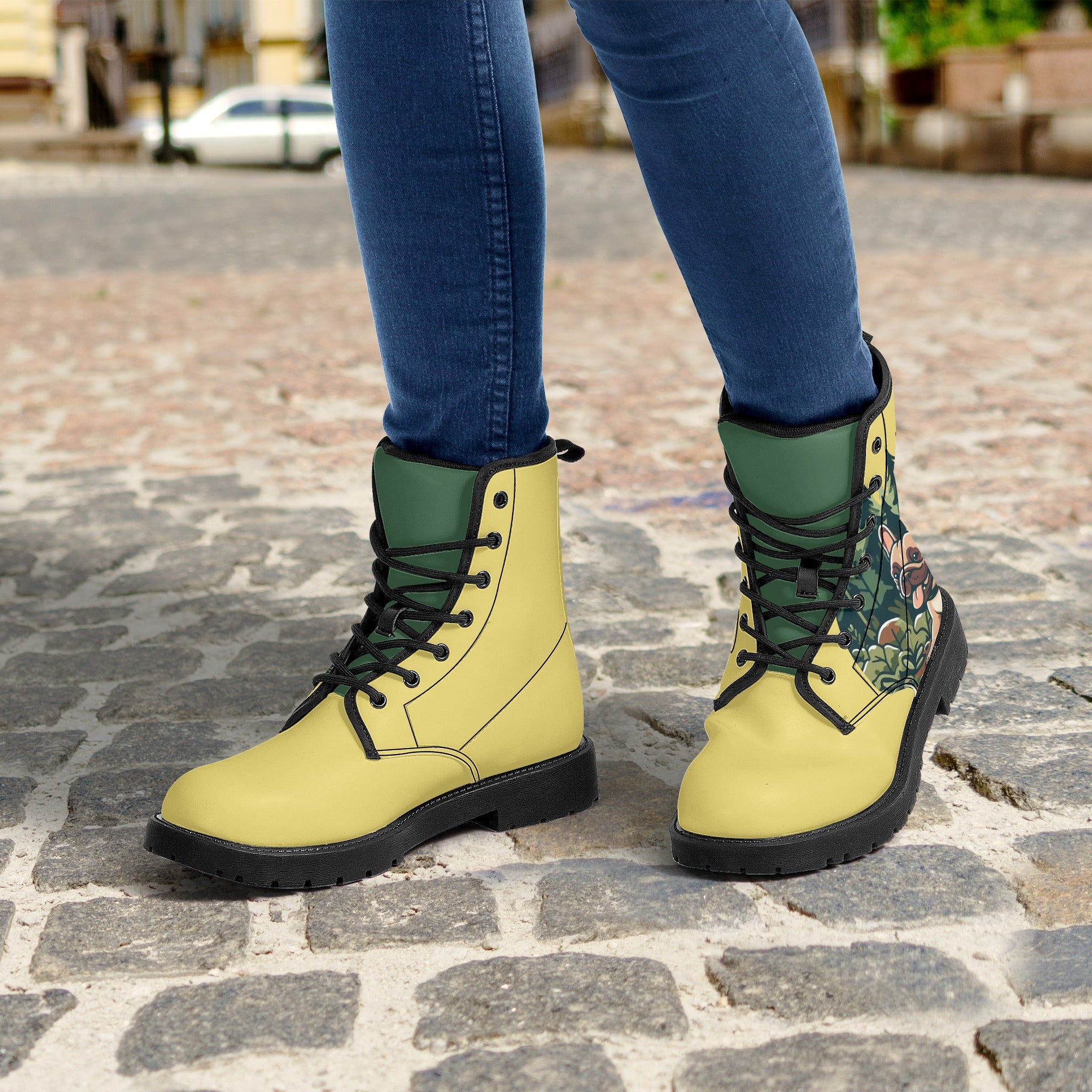 French Bulldog Themed Ivy - Everyday Leather Boots Outdoor Style
