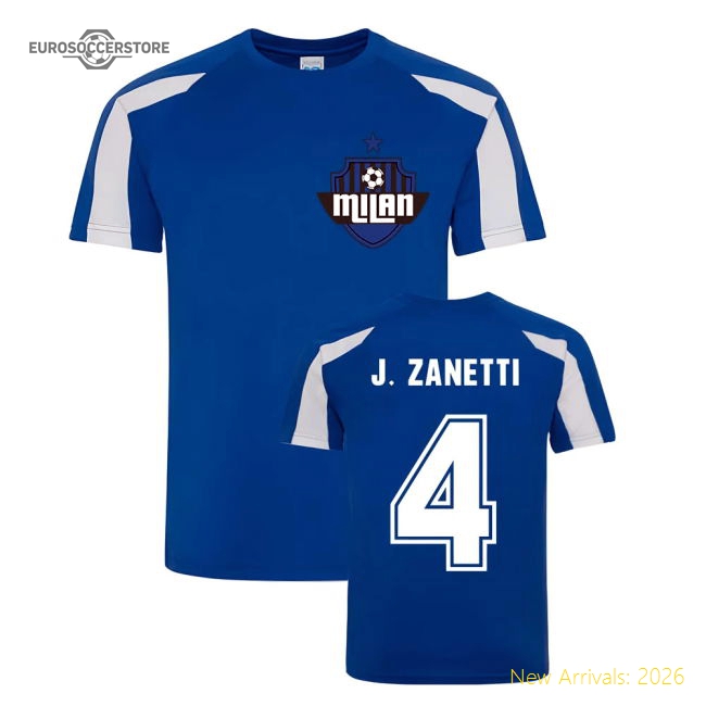 Official Javier Zanetti Milan Sport Training Jersey (Blue)