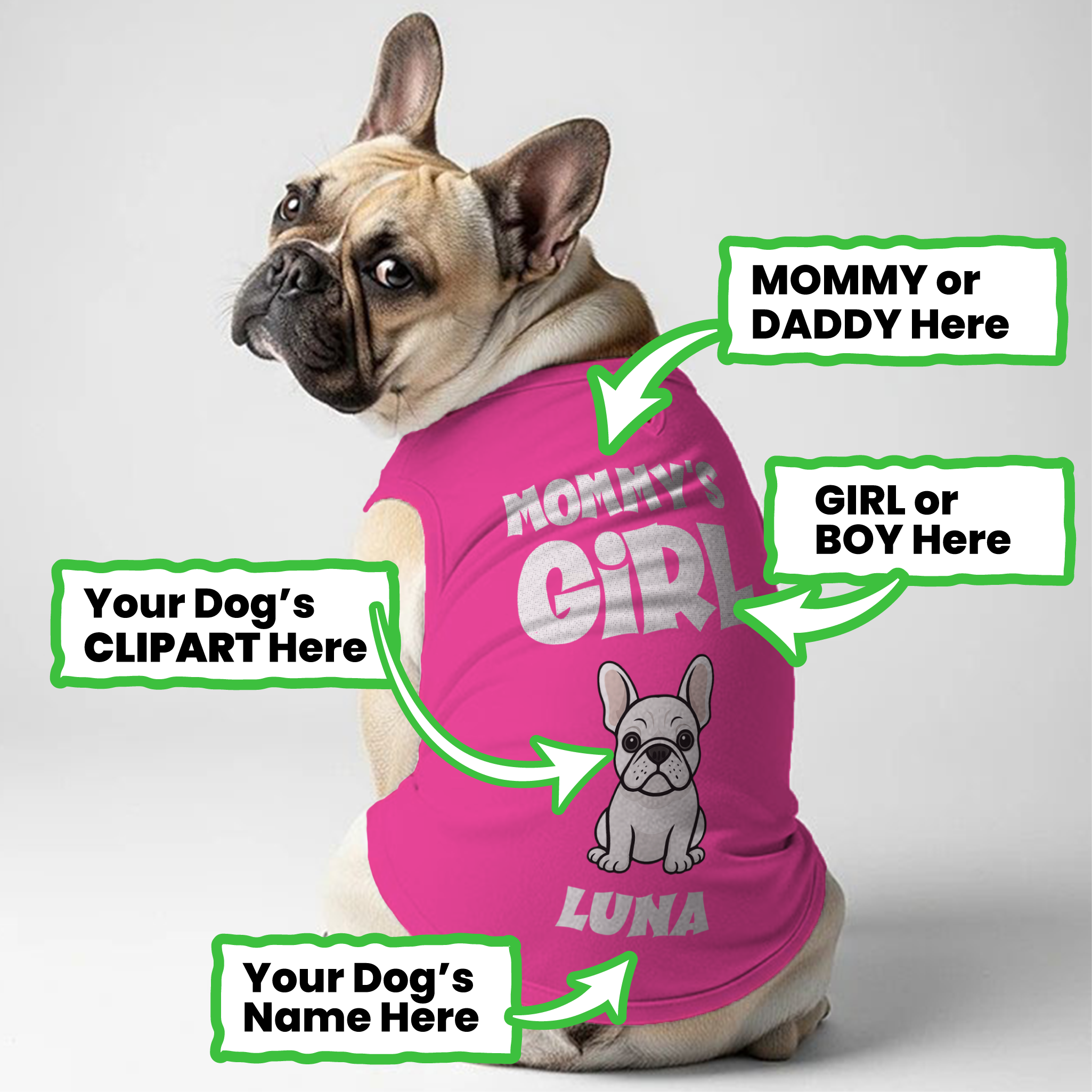 Pet-Lover Mommy’s Girl - Personalized Frenchie Shirt | Custom Dog T-s...