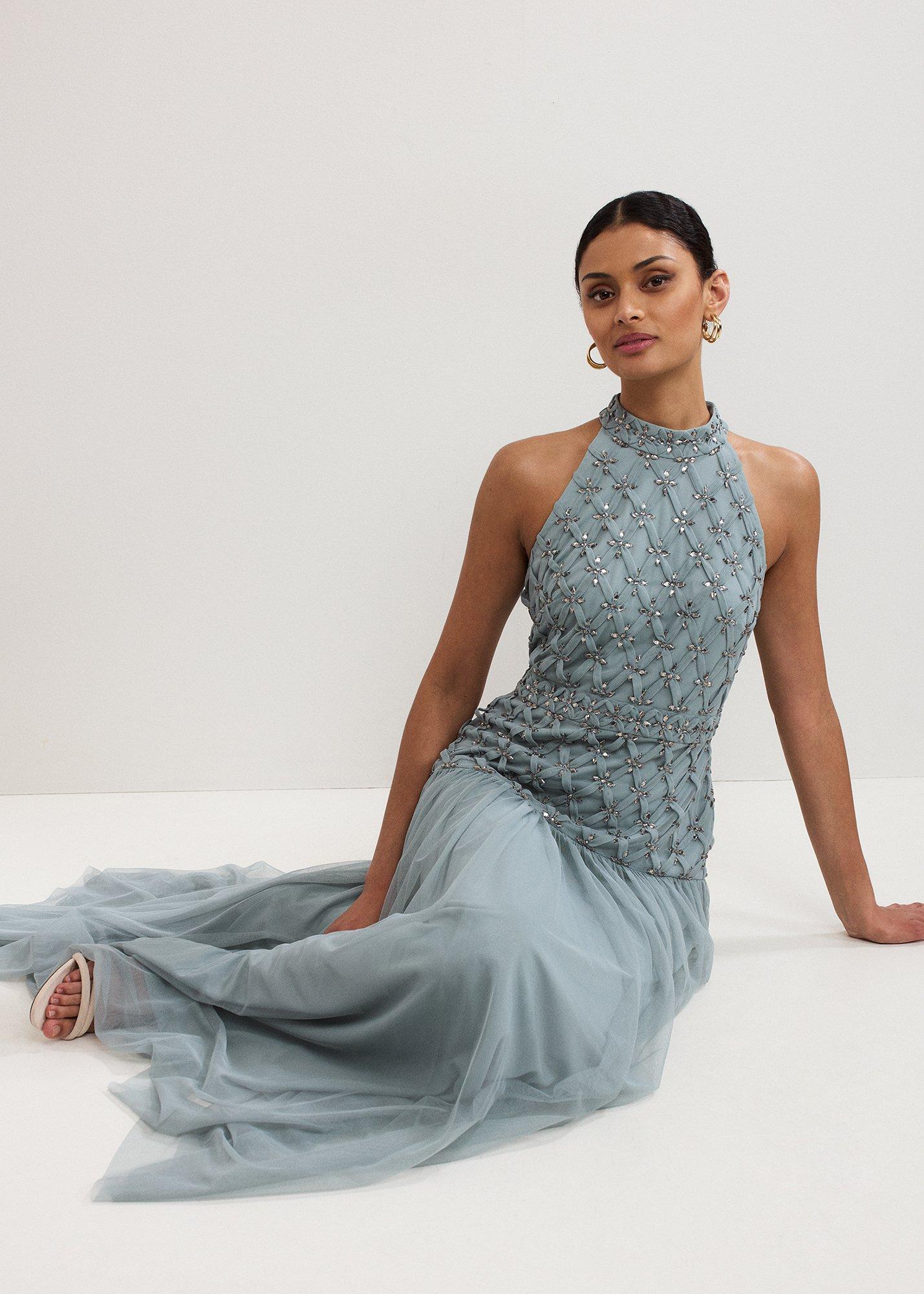 Nola Dropped Hem Sequin Maxi Dress