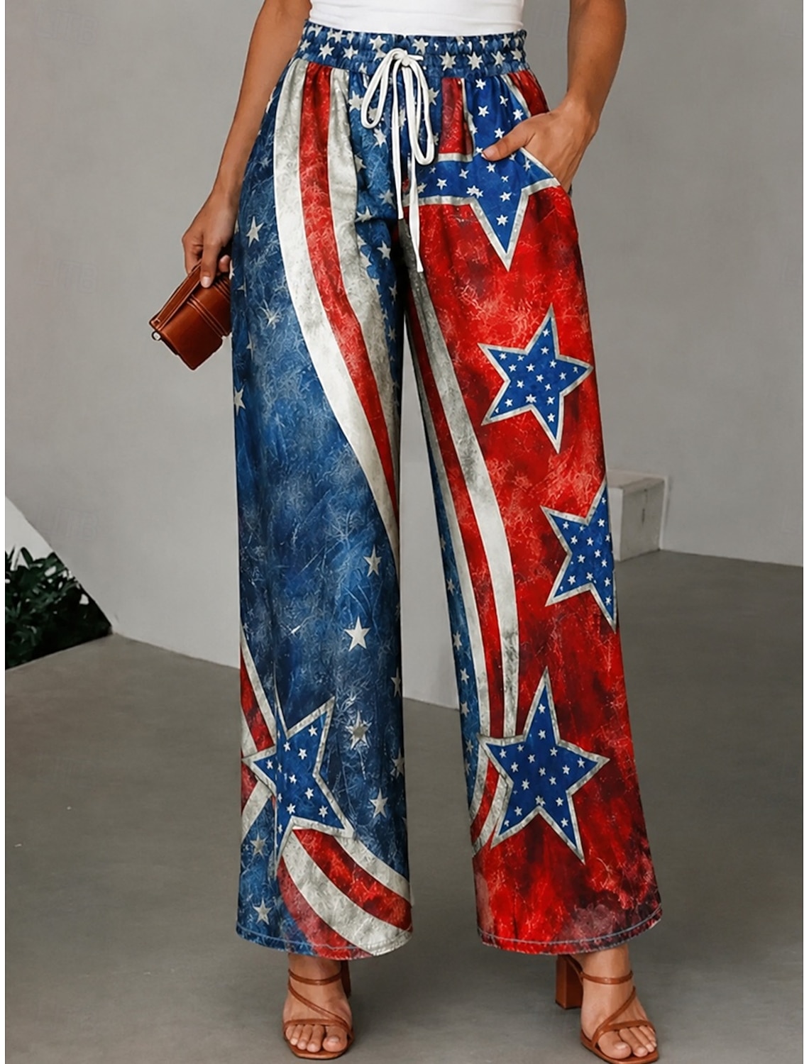 Independence Day Patriotic Women's Leggings Vacation Vintage Fashion Calf-Length High WaistPants Graphic Flag Printing Breathable Soft Stretchy Formal Vacation Office