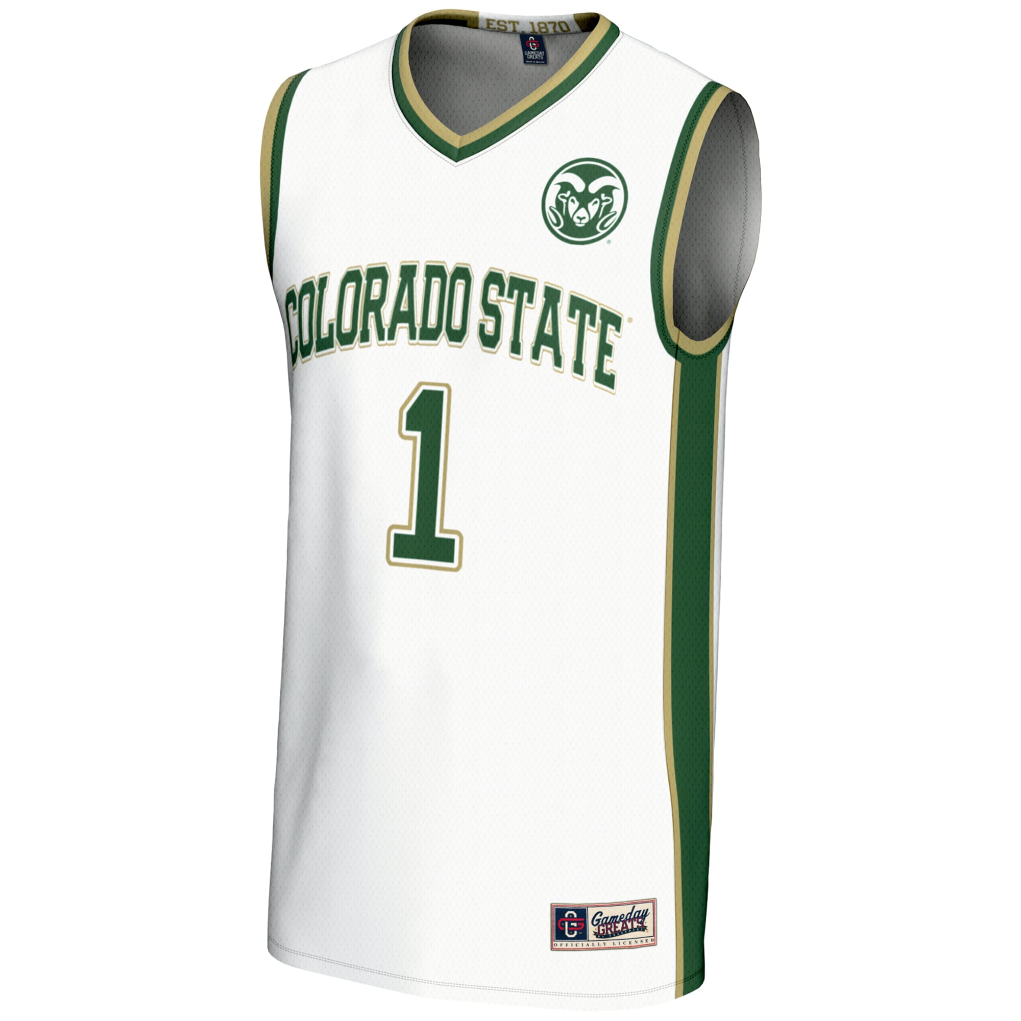 #1 Colorado State Rams GameDay Greats Unisex Lightweight Basketball Jersey - White