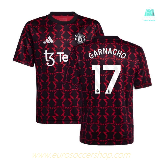 2024-2025 Man Utd Pre-Match Shirt (Black) - Kids (Garnacho 17)