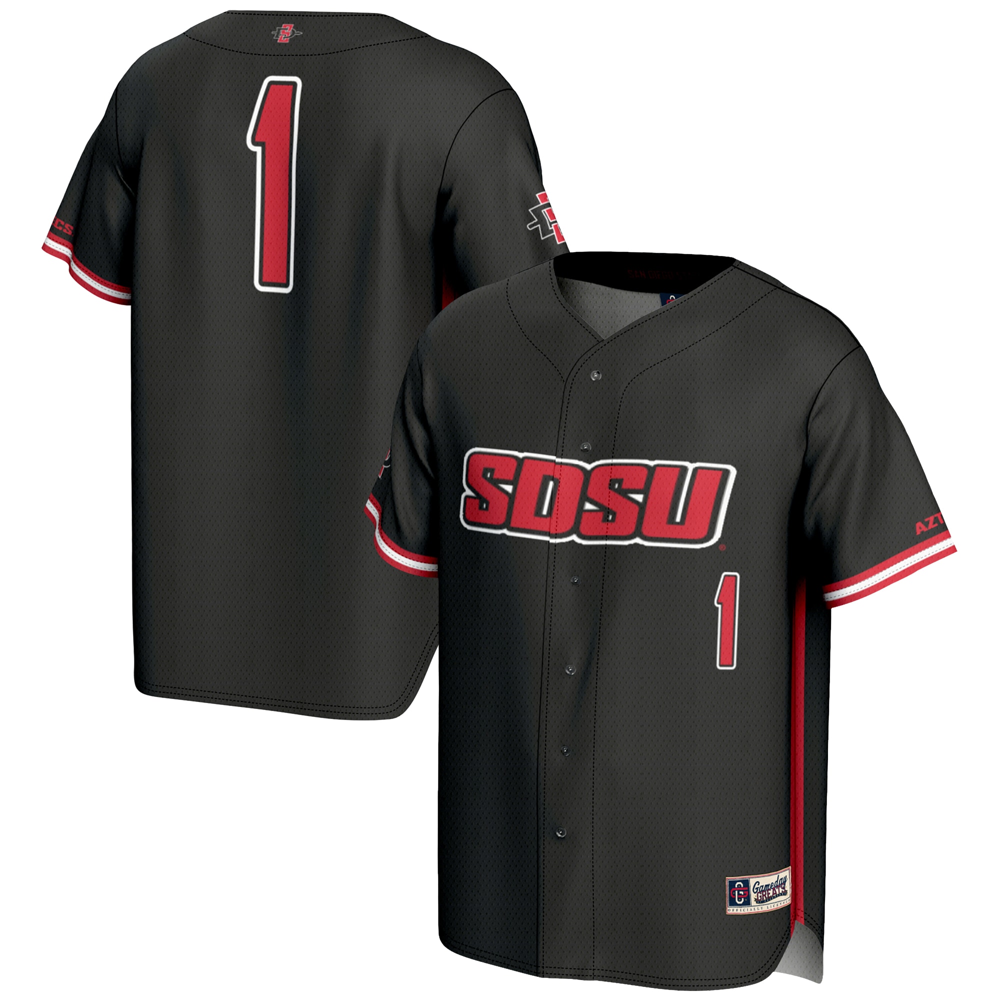 [NJP] Women's San Diego State Aztecs GameDay Greats Lightweight Baseball Fashion Jersey - Black