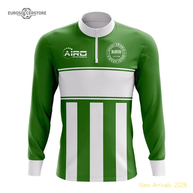 Saudi Arabia Concept Football Half Zip Midlayer Top (green-white)