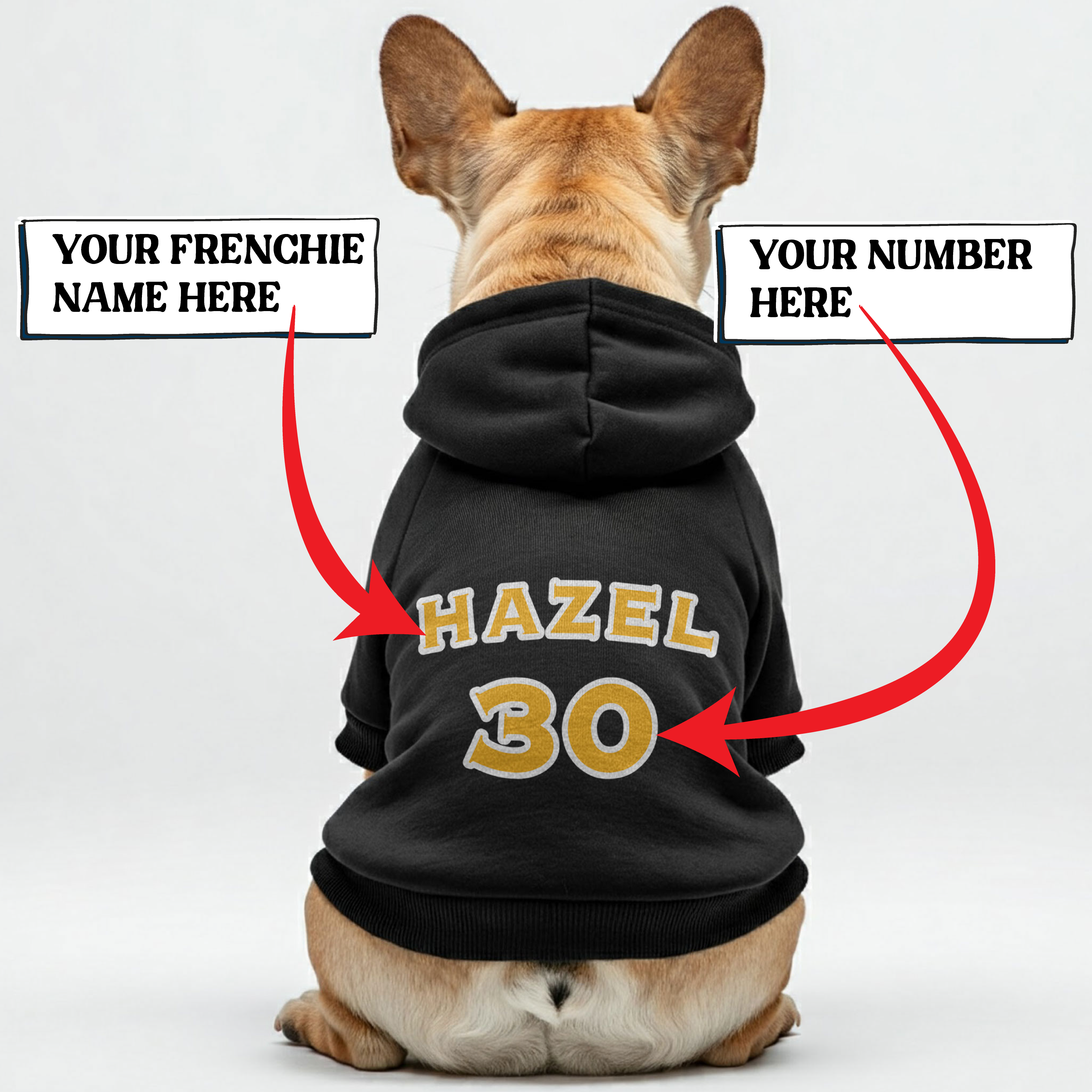 Trendy Personalized French Bulldog Hoodies With Custom Name And Numbe...