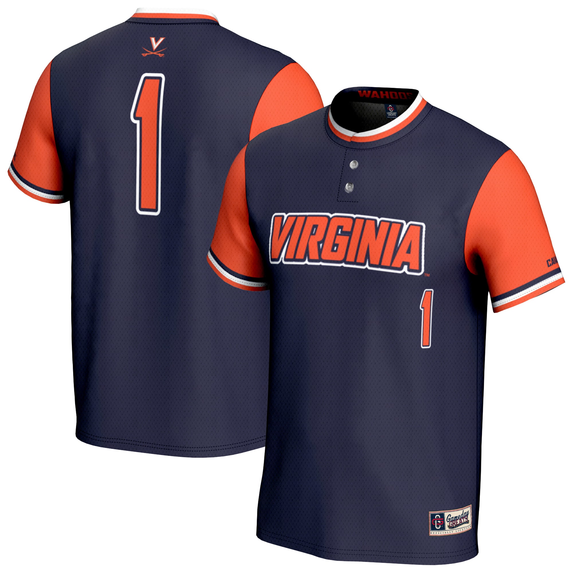 [NJP] Virginia Cavaliers GameDay Greats Lightweight Softball Fashion Jersey - Navy