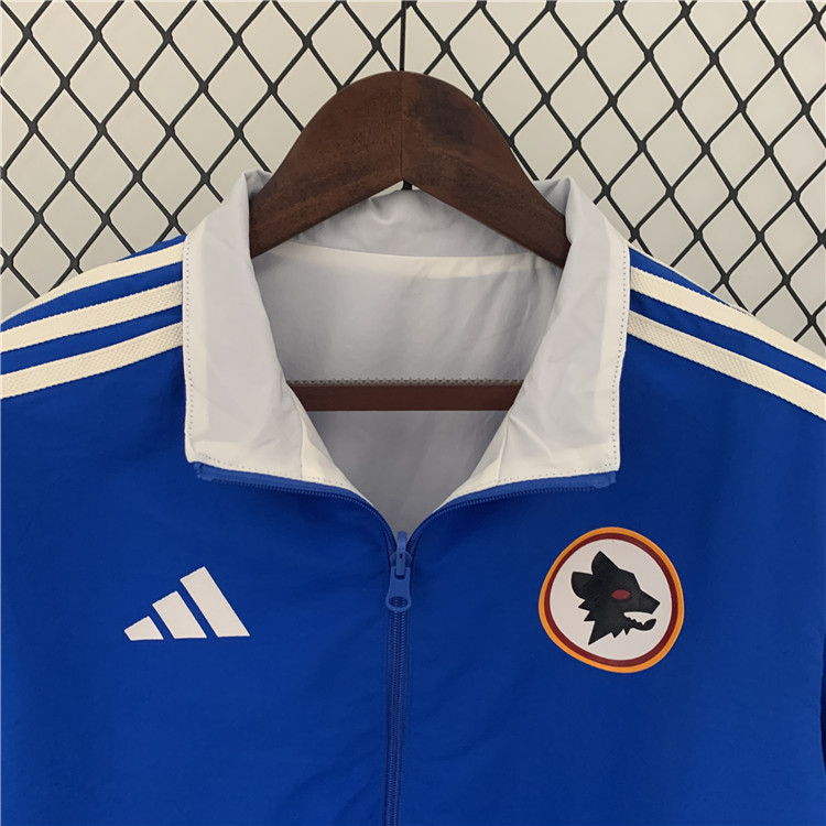 AS Roma 2324 Reversible Trench Jacket BlueWhite - Official Replica