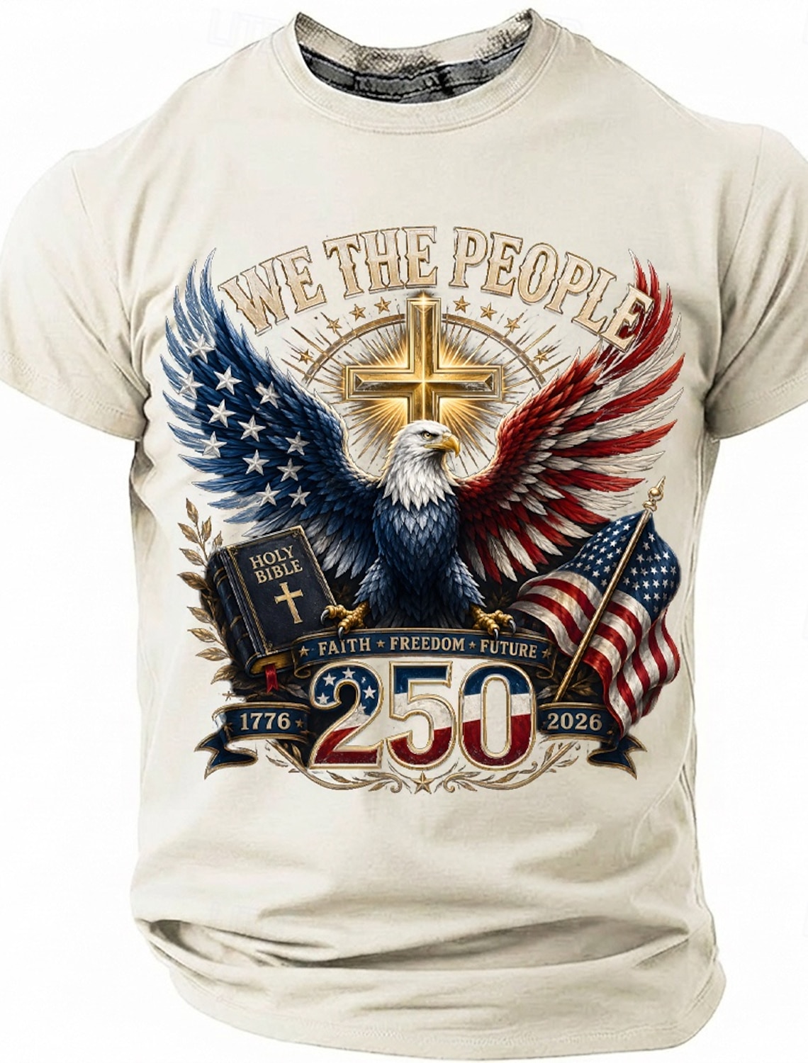 4th of July 2026 250th Men's Eagle US Flag T Shirt Short Sleeve T shirt 3D Print Crew Neck Shirt Patriotic Daily Festival Blue Black White Summer Spring Clothing Apparel S M L XL XXL XXXL