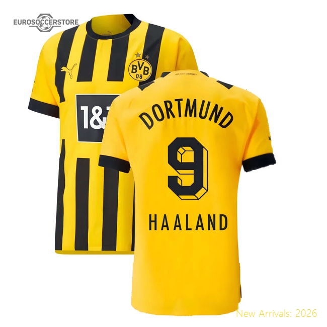 Authentic 2022-2023 Borussia Dortmund Authentic Home Shirt (Haaland 9)