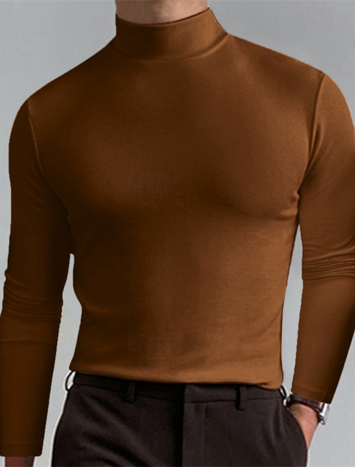 Men's T Shirt Tee Tee Top Long Sleeve Shirt Long Sleeve Turtleneck Spring Fall Plain Fashion Designer Basic Classic Vacation Street Going out Apricot Black White Top Tee for Men