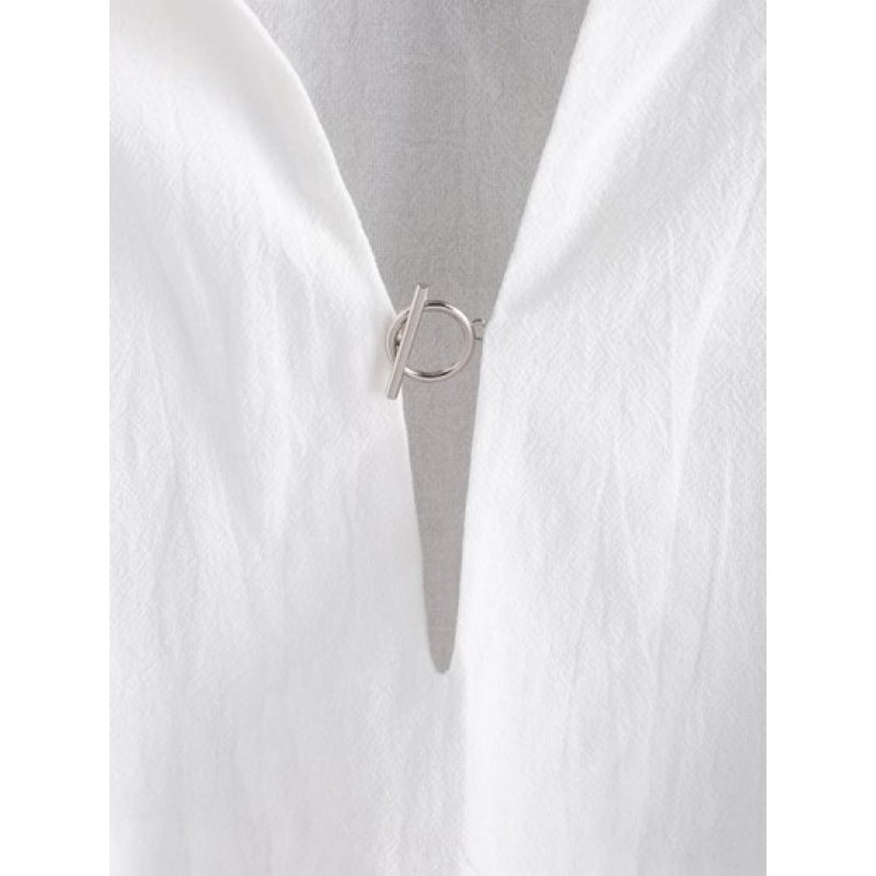 Metal Hardware Collared Cropped Top GS3967