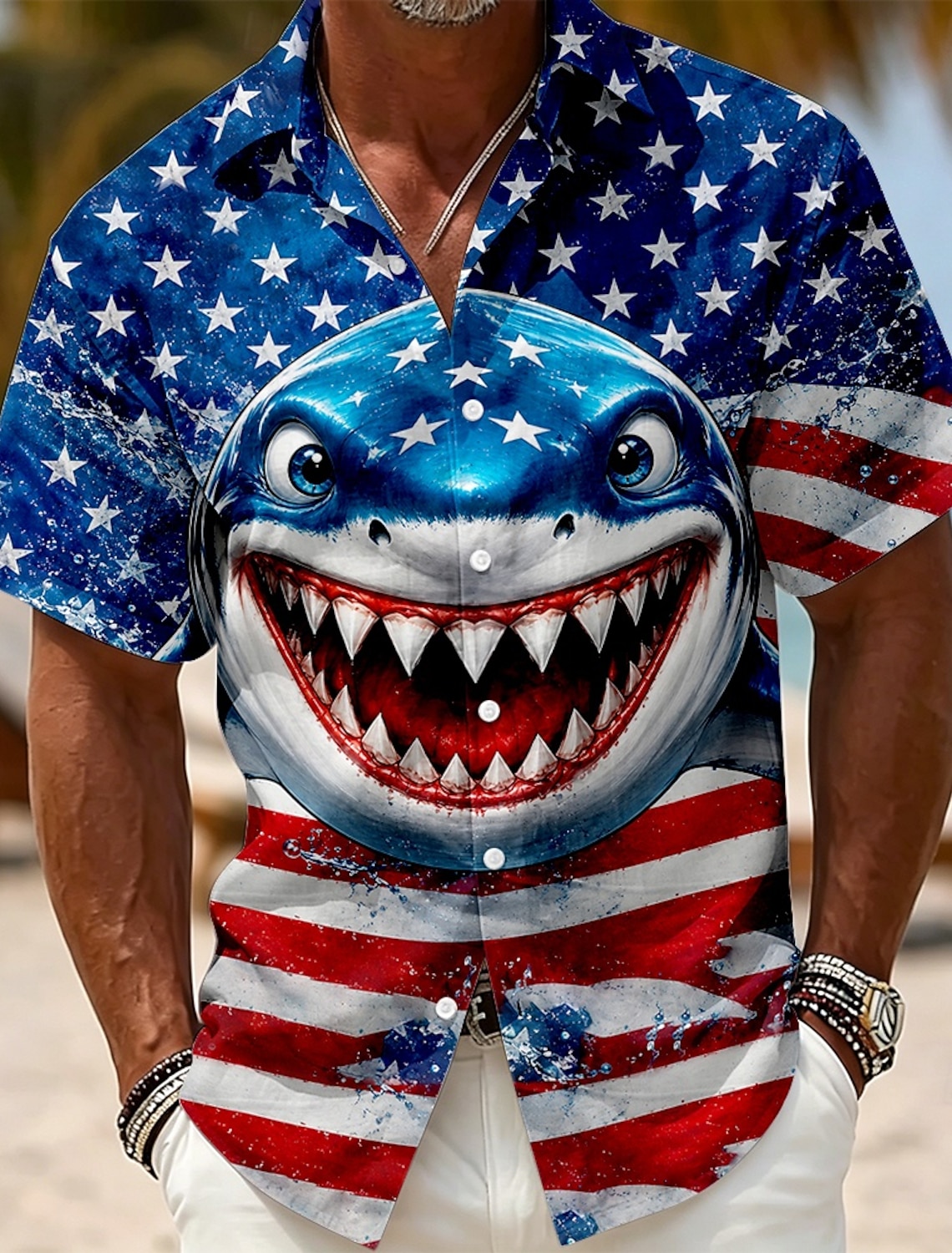 4th of July 2026 250th Men's American US Flag Shirt Summer Shirt Short Sleeve Patriotic Daily Streetwear Summer Spring Turndown 3D Print Button Up Shirts Blue Red