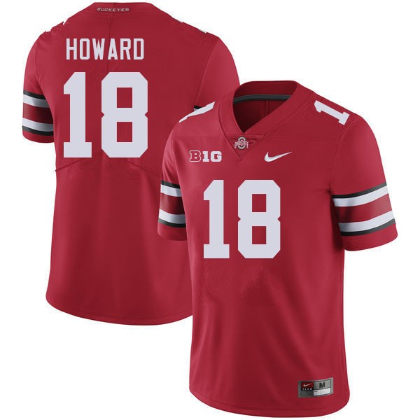 Men Ohio State Buckeyes #18 Will Howard Red Nike Stitch Jersey