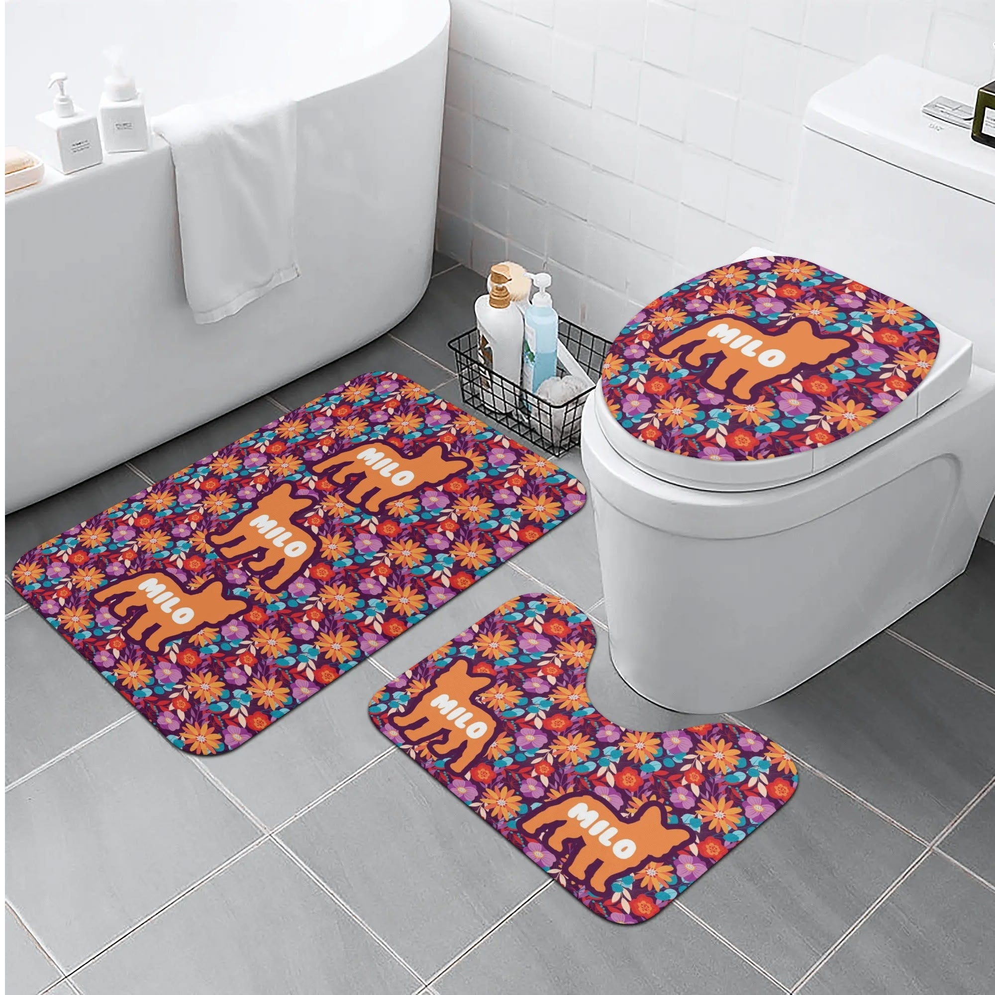 Personalized Bathroom Set with Your Frenchie’s Name