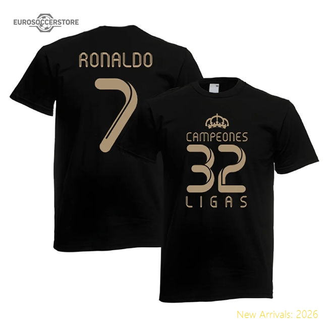 Trending 2012 Real Madrid Champions T-Shirt (Black) - Ronaldo 7