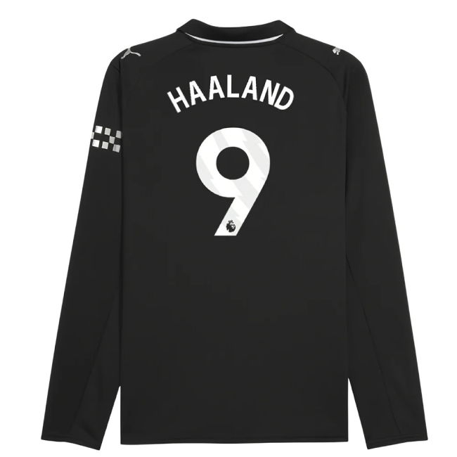 classic 2025-2026 Man City Long Sleeve Away Shirt (Haaland 9)