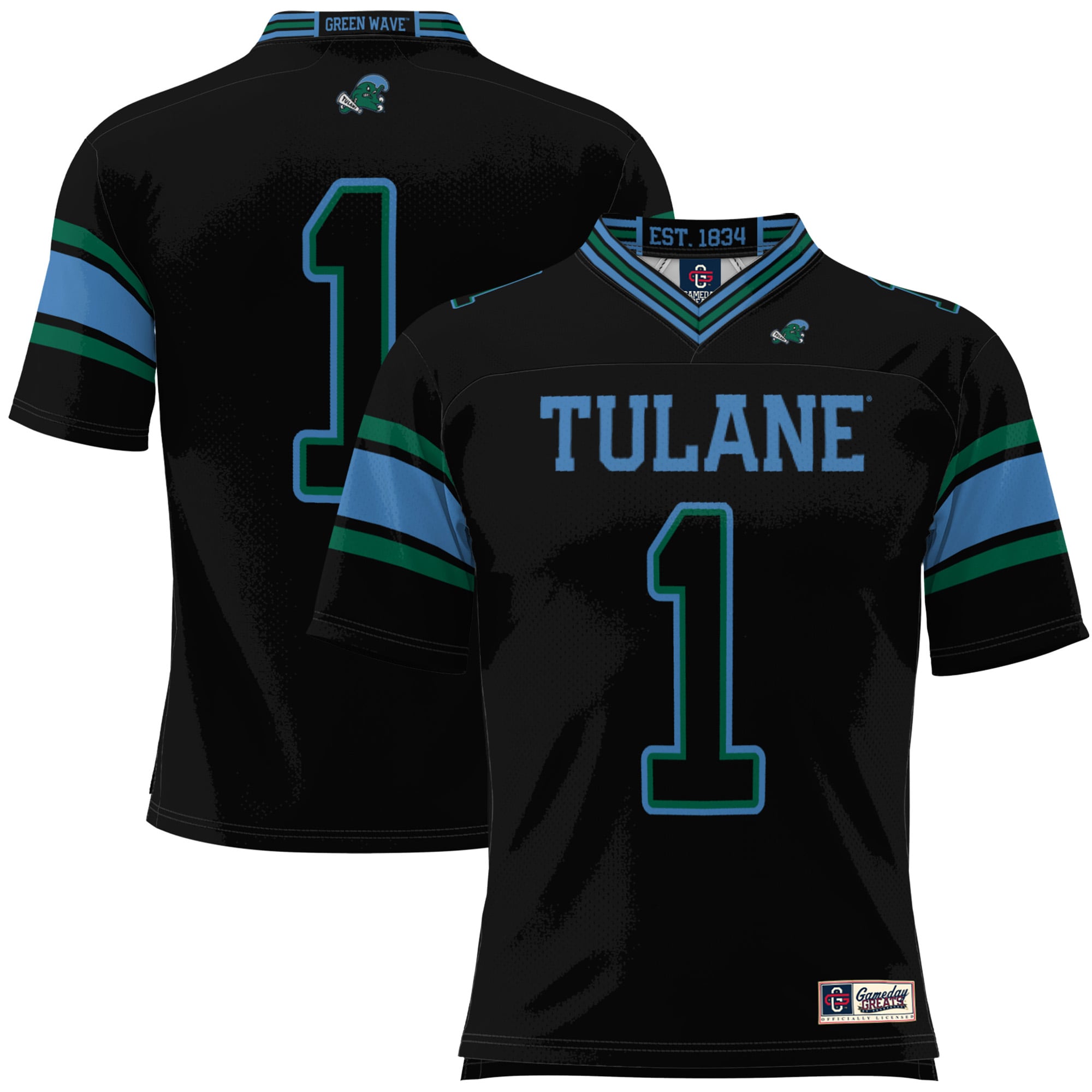 Youth #1 Black Tulane Green Wave Football Jersey