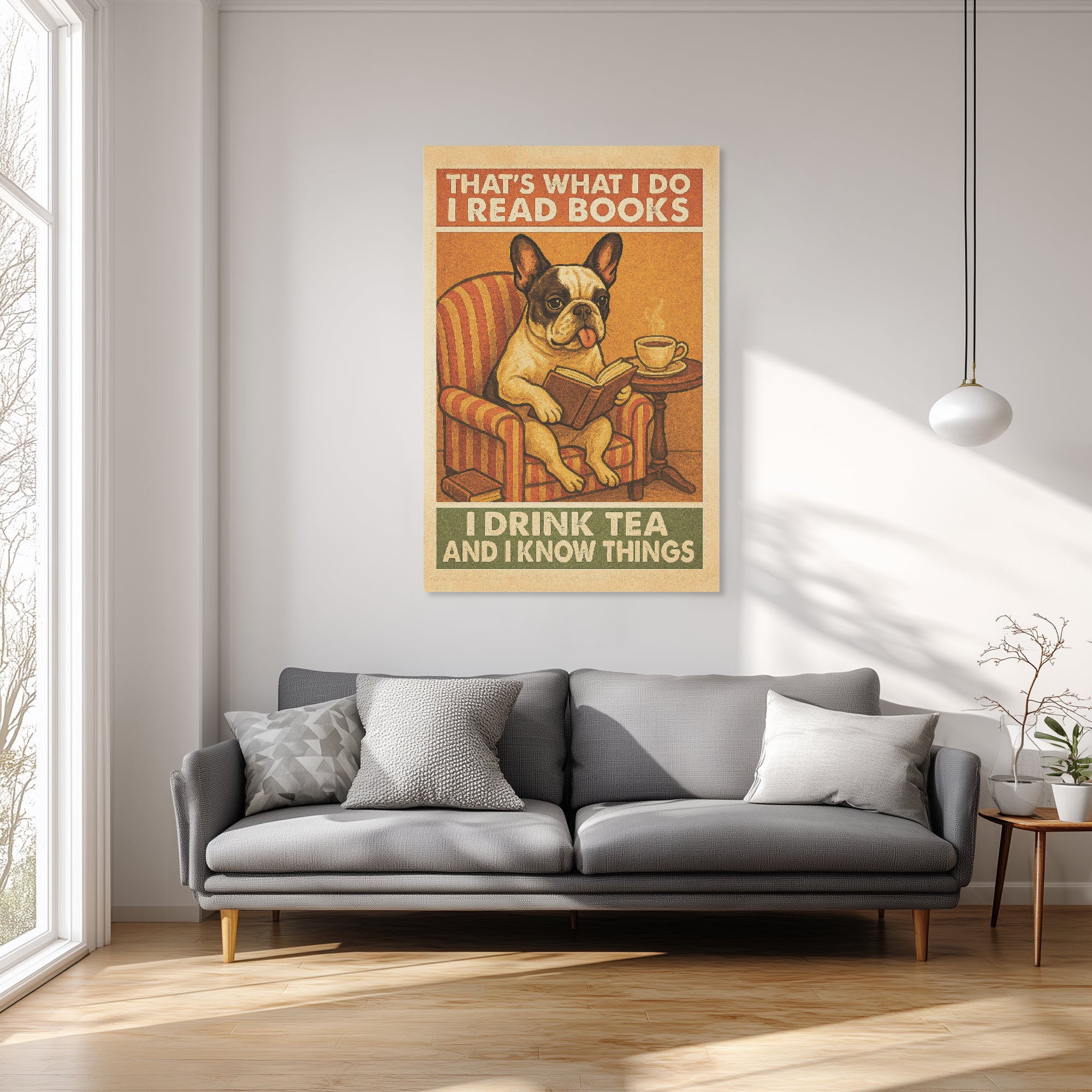 Bulldog Themed Vertical Canvas Painting Outdoor Style | Unique Design