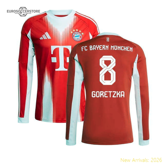 Excellent 2025-2026 Bayern Munich Long Sleeve Main Jersey (goretzka 8)