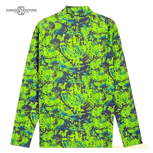 Authentic 2025-2026 Man City Warm Up 14 Zip Top Pro Green
