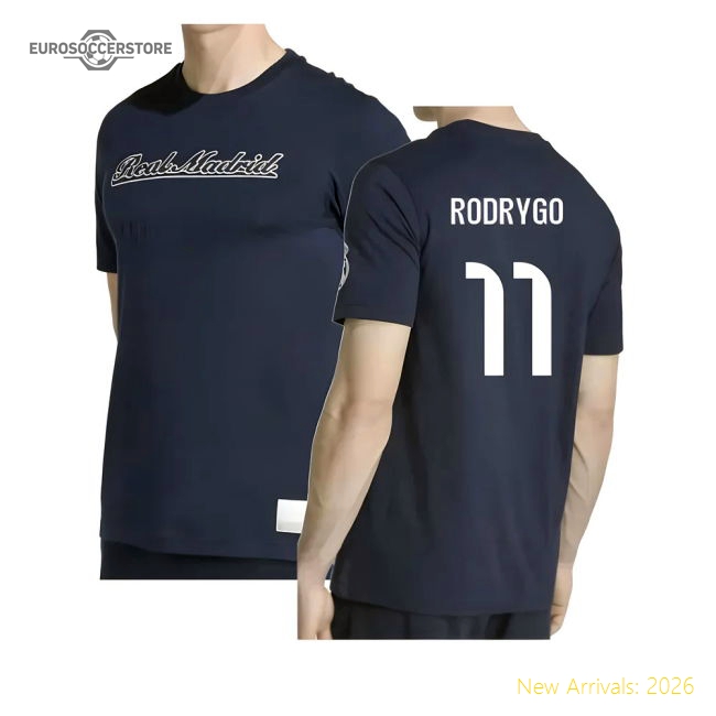 2025-2026 Real Madrid Us Tee (navy) (rodrygo 11) - Unbeatable Value