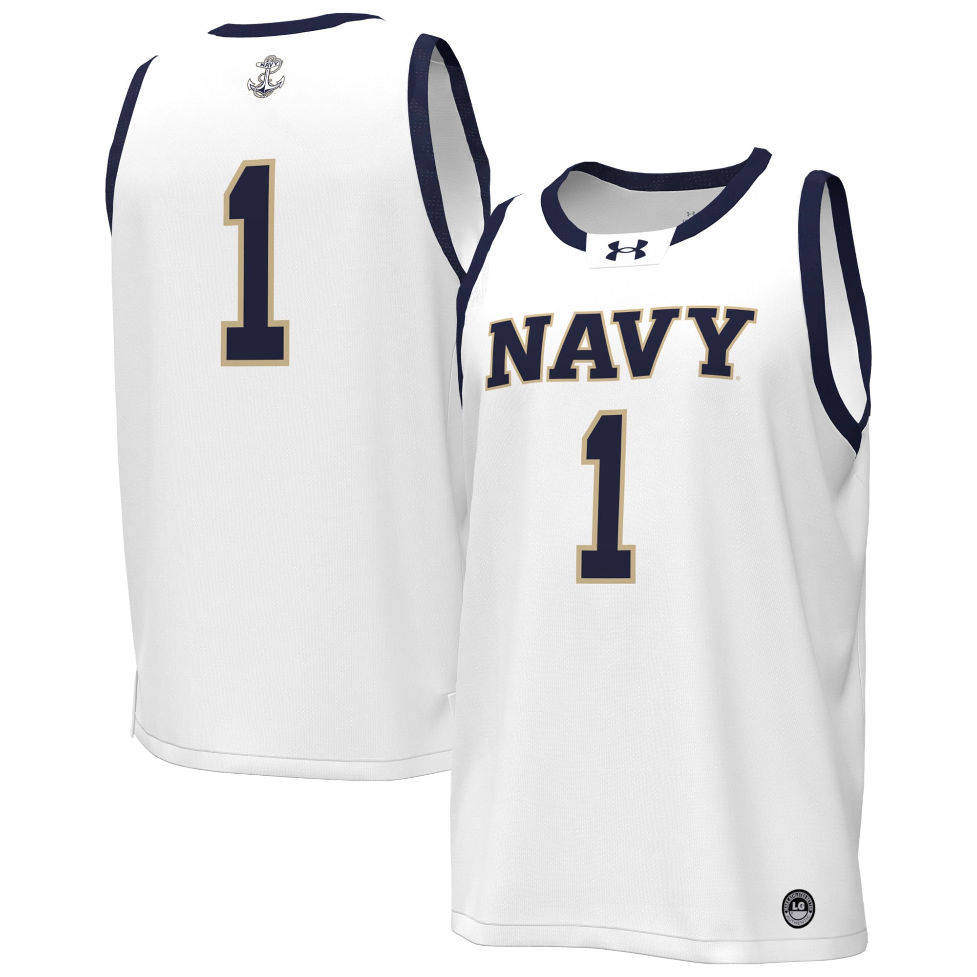 Navy Midshipmen Under Armour #1 Replica Basketball Jersey - White
