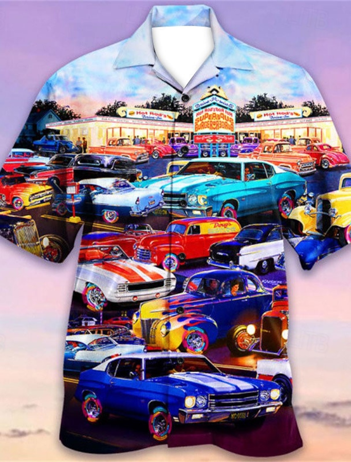 Men's Car Shirt Summer Hawaiian Shirt Aloha Shirt Shirt Turndown Fashion Designer Casual Outdoor Street Casual Yellow Red Purple S M L