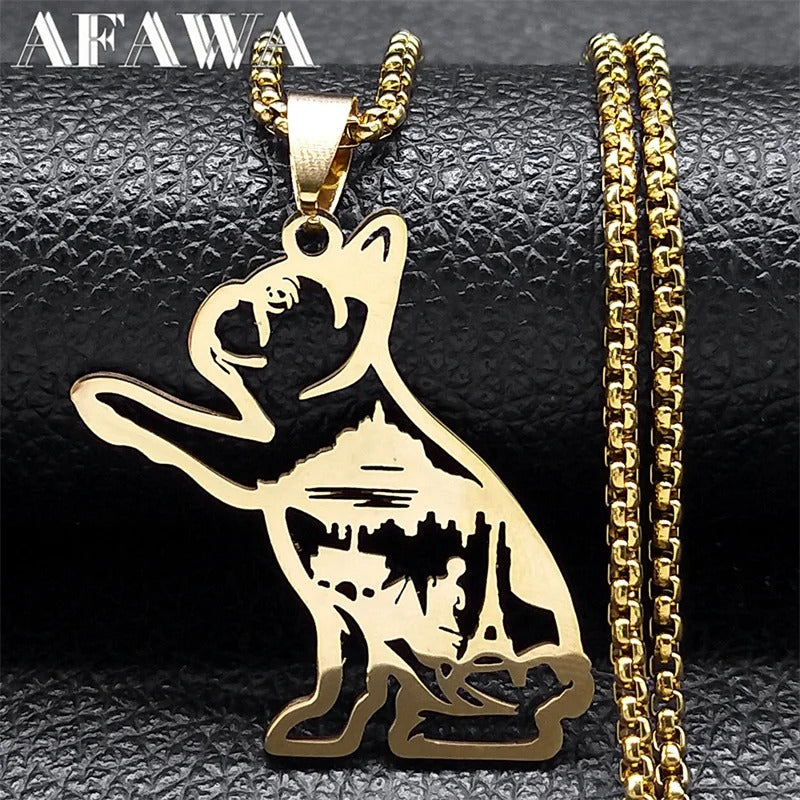 Bulldog Necklace Gold – Stylish Dog Charm Outdoor Use | Safe For Paws