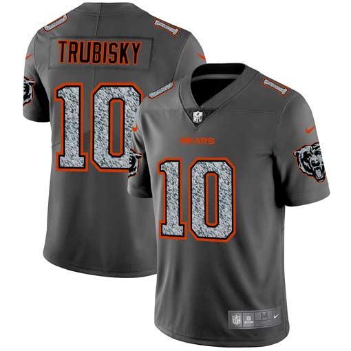 Authentic NFL CHI Bears #10 Mitchell Trubisky Gray Fashion Jersey