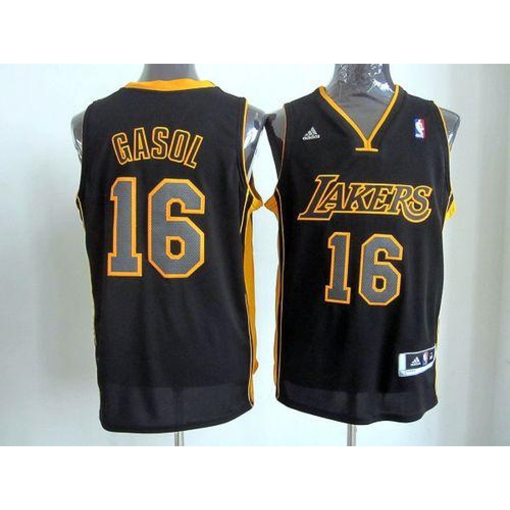 Limited Edition Men's LA Lakers #16 Pau Black Basketball Jersey