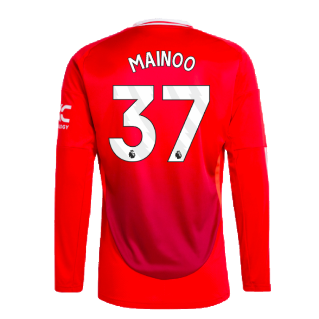 2024-2025 Man Utd Long Sleeve Home Kit (Mainoo 37)