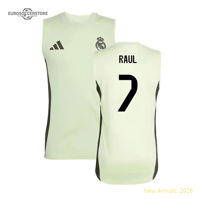 High-Quality 2025-2026 Real Madrid Sleeveless Training Jersey (Almost Lime) (Raul