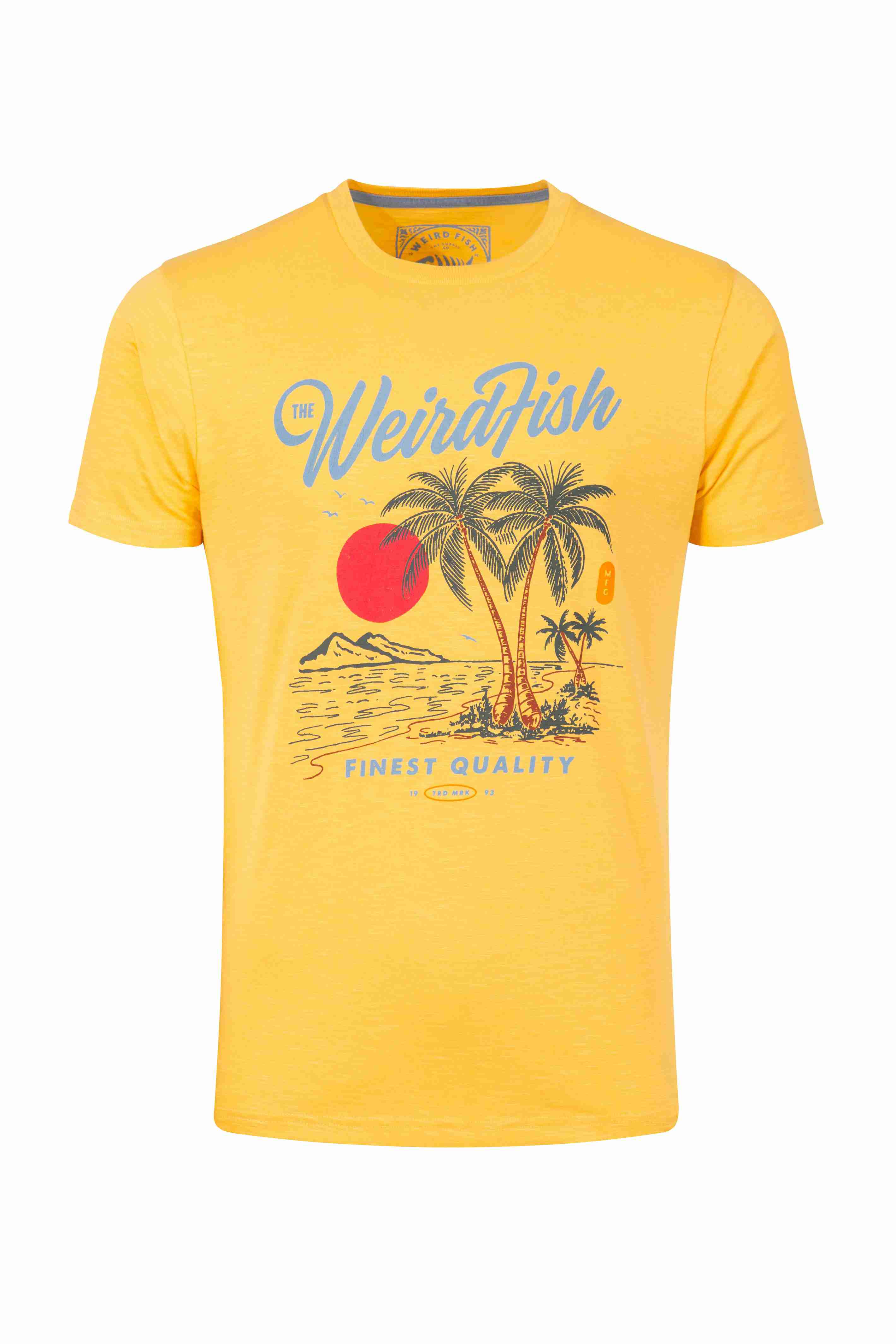Palm Island Front Print Graphic T-Shirt Lemon Yellow