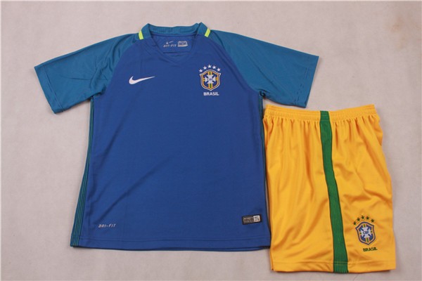 High Quality Quick Dry Kids Brazil 2016 Away Soccer KitShirtShorts