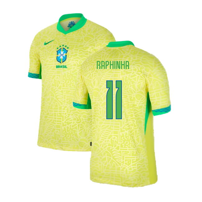 Official 2024-2025 Brazil Home Shirt (Raphinha 11) Authentic