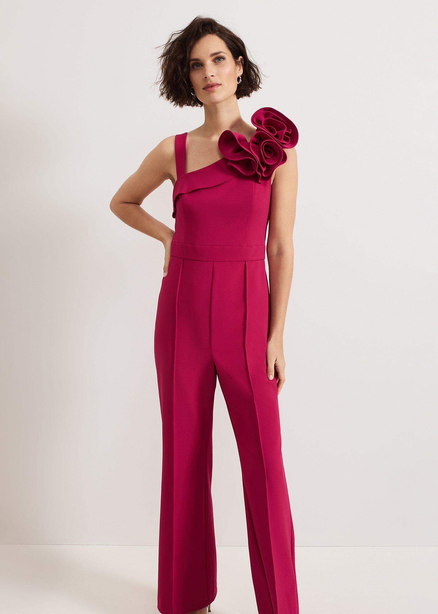 Roxana Ruffle One shoulder Jumpsuit