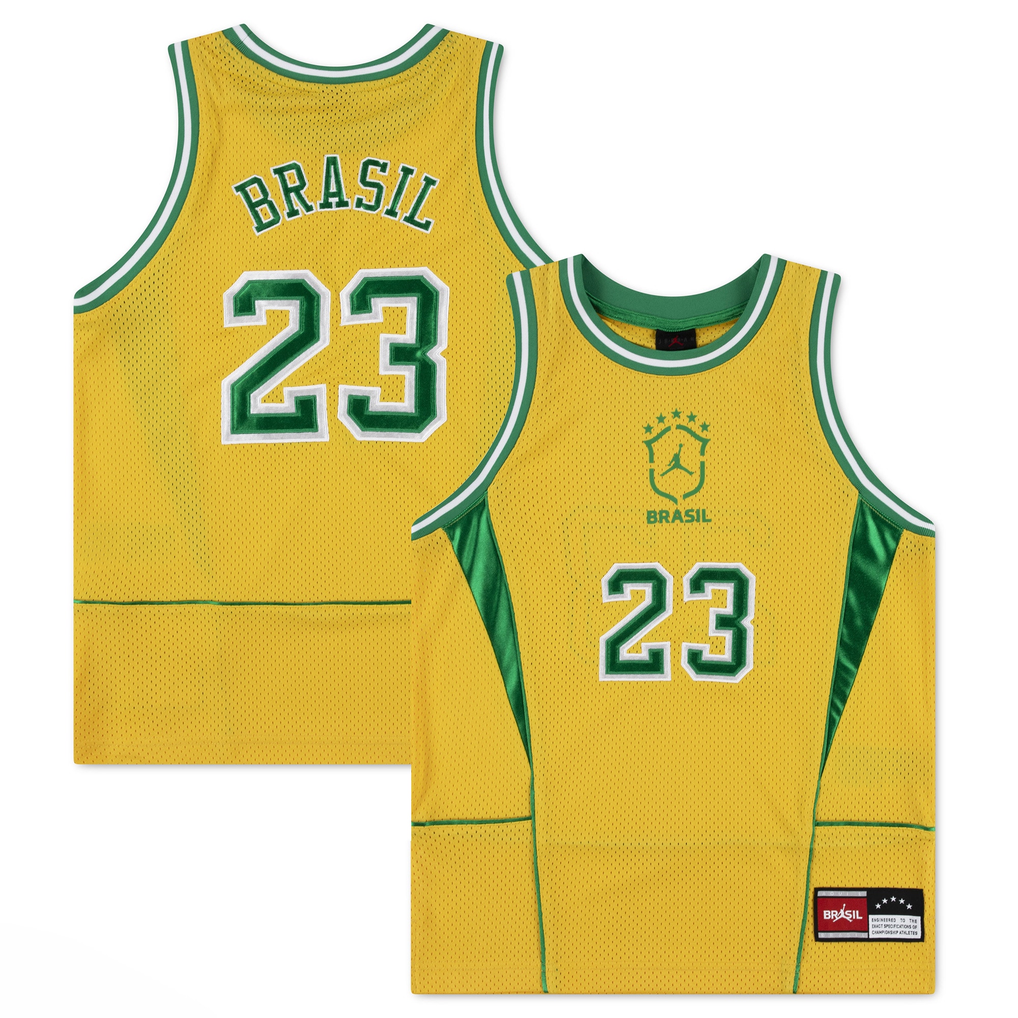 [SJH] Brazil National Team Youth Mesh Basketball Fashion Jersey - Yellow