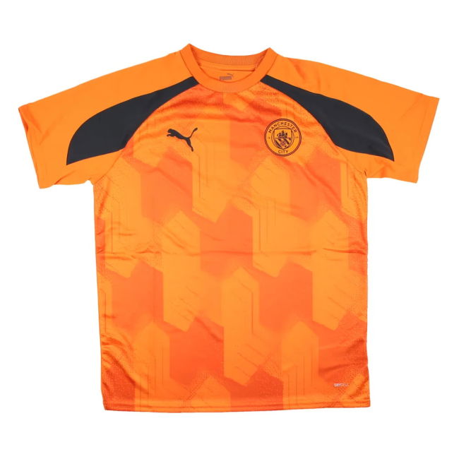 2023-2024 Man City Pre-Match Jersey (Orange) - Kids (HAALAND 9) (Ma...