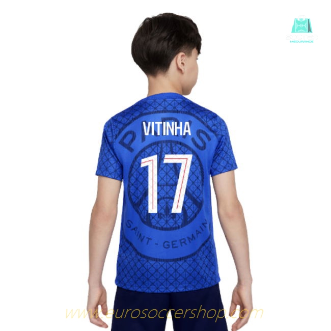 2025-2026 PSG Academy Pro Home Pre Match Shirt (Royal) - Kids (Vitinha 17)