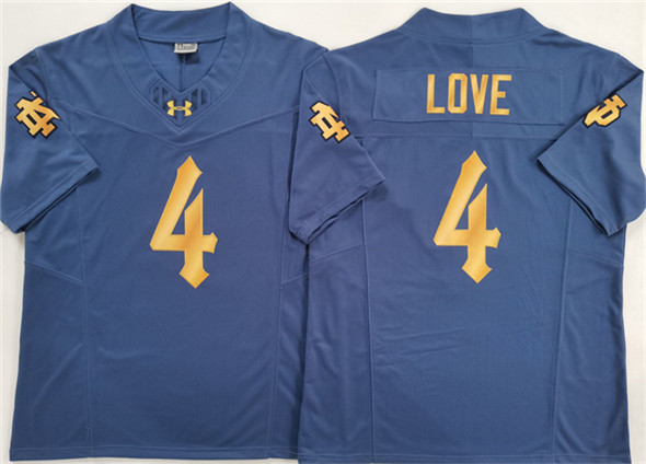 Men's Notre Dame ND Blue 2025 replica Jeremiyah Love #4 durabl Jersey