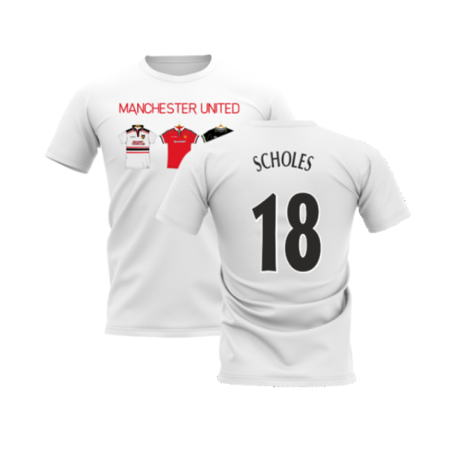 1998-1999 Manchester United Retro Jersey T-Shirt - Text (White) (Scholes