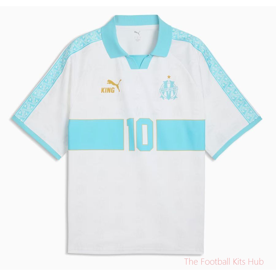 Marseille Football Shirt King Retro - PUMA White/Team Aqua
