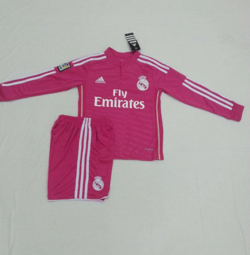 Breathable Kids Real Madrid 1415 Long Sleeve Away Soccer