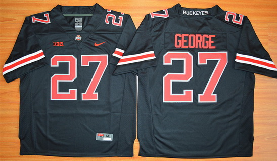 Men's Ohio St Buckeyes Black 2015 moisture wicking Eddie George #27